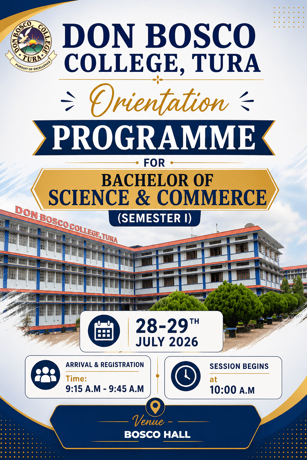 Orientation Programme Schedule Science and Commerce 2026